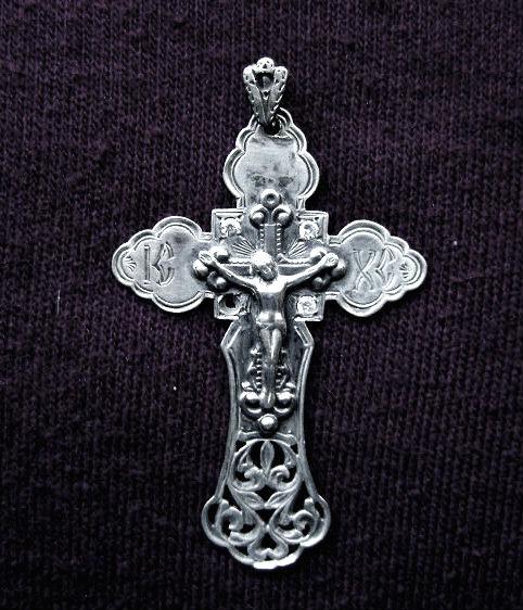 Антиквариат: Нательный, православный, серебряный крест.